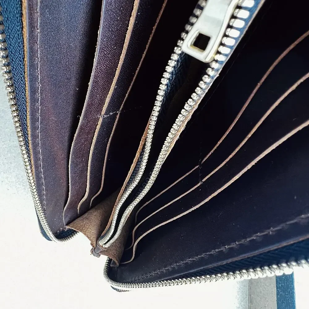 Portland Leather Goods Accordion Zip Wallet Full Grain In Grizzly MSRP $118 NWOT